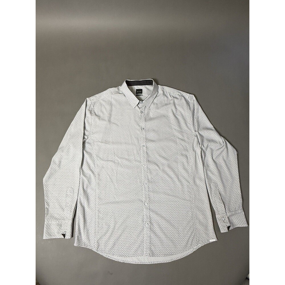 J.B. Holt Shirt XXL Athletic Fit Geometric Shape White Button Up Long Sleeve